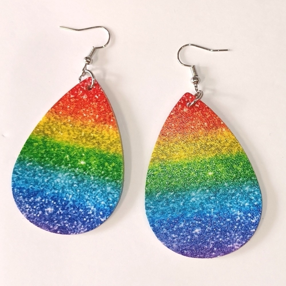 Tear Drop Dangle Earrings LGBTQ+ Pride‎ 80s colorful Rainbowcore Girlhoodcore